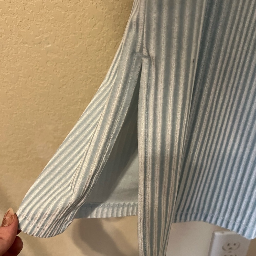 Colsie Light Blue Velour Ribbed Pants - Picture 3 of 6